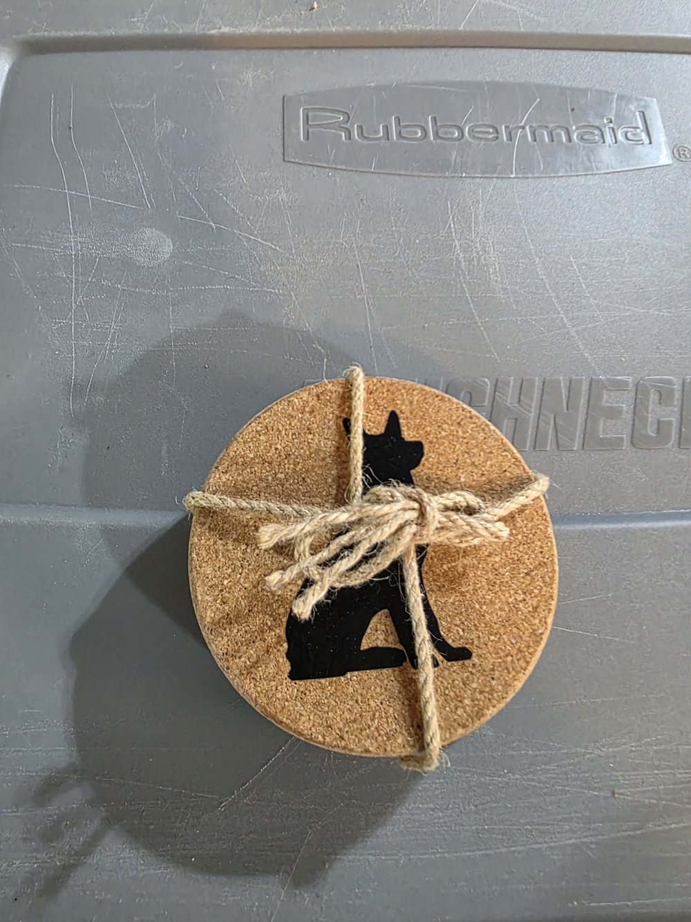 Cork Black Dog Coaster Set Of 4 with Twine Wrapping